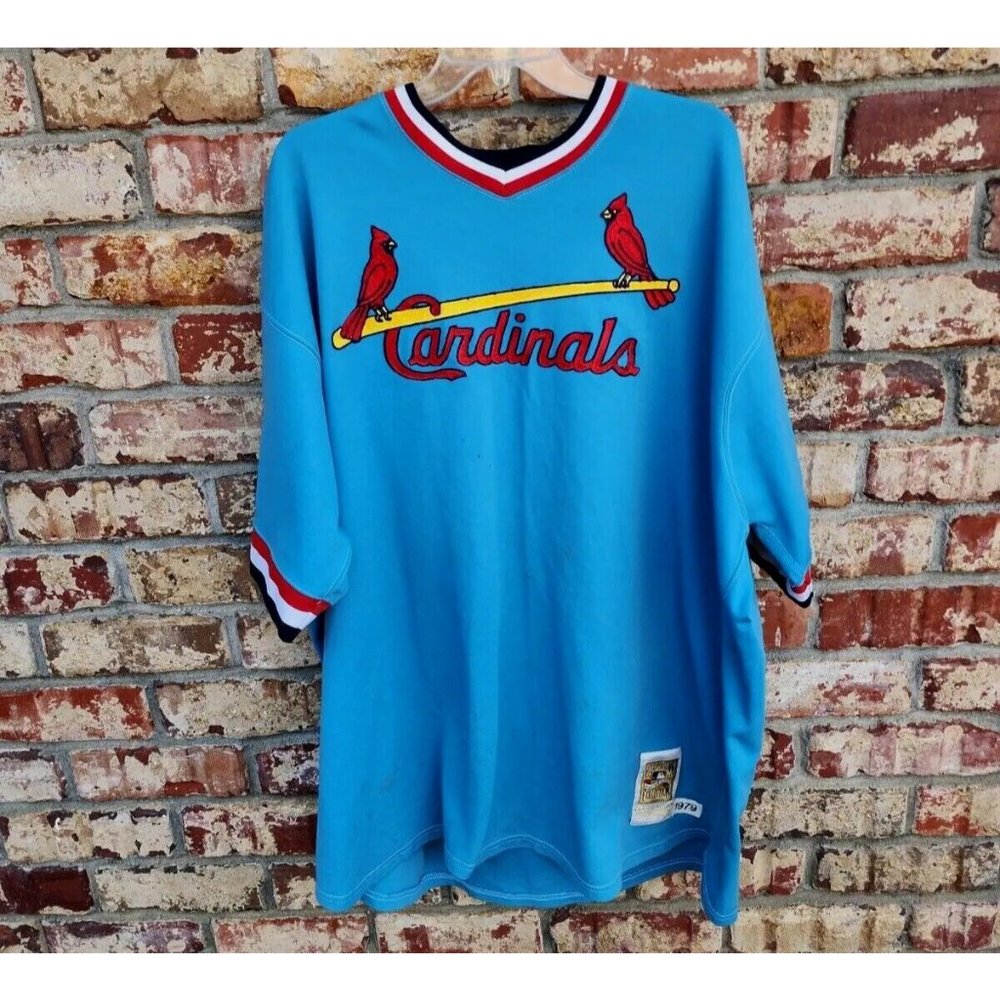 Vtg 1979 cardinals cooperstown mitchell ness 2XL? #20 Brock jersey see desc.